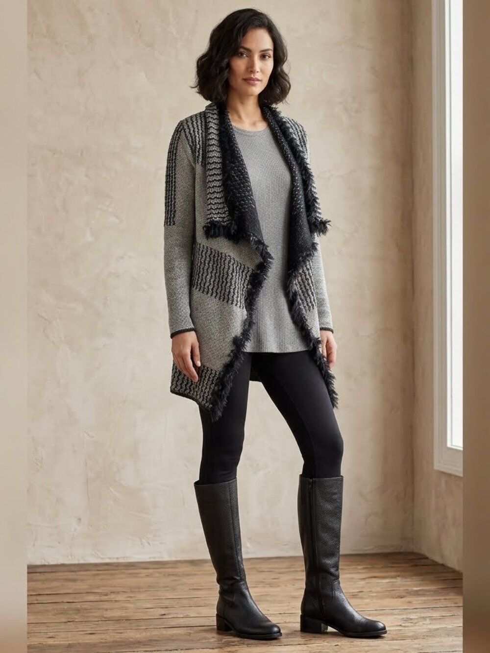 Bianca Nygard Women's Black and Gray Cardigan & Wilfred Free Grey Tank Top Small